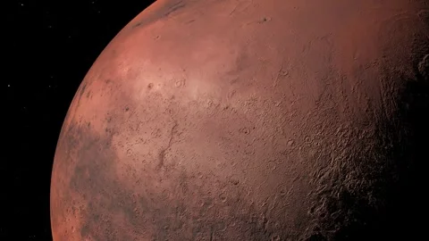 Detailed 4K Render of Planet Mars Surface with Craters in Space Stock Footage 341870555