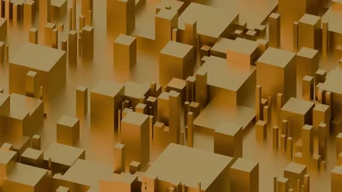 A detailed abstract view of interconnected golden cubes forming an endless moder Stock Footage 340238120