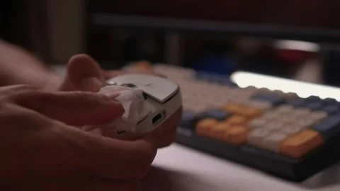 A Detailed and Close Up Guide for Effectively Cleaning Your Computer Mouse Stock Footage 315138787