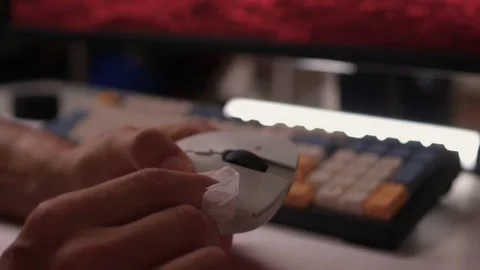 A Detailed and Close Up Guide for Effectively Cleaning Your Computer Mouse Stock Footage 315140297