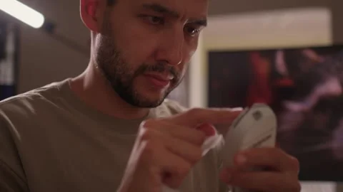 A Detailed and Close Up Guide for Effectively Cleaning Your Computer Mouse Stock Footage 315140505