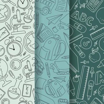 Detailed back to school pattern collection Stock Illustration