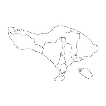 Detailed Bali island vector map is an isolated illustration for travel design Stock Illustration