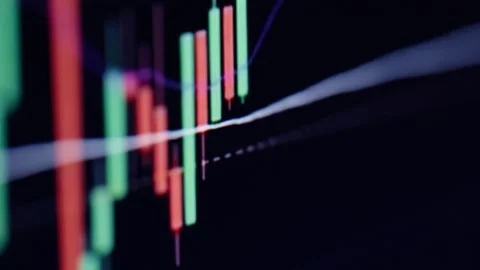 Detailed bitcoin value movement seen in market session. Digital coin platform Stock Footage 332499516
