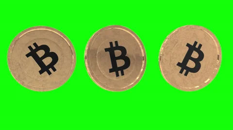 Detailed bitcoins animation bundle on greenscreen Stock Footage 33420708