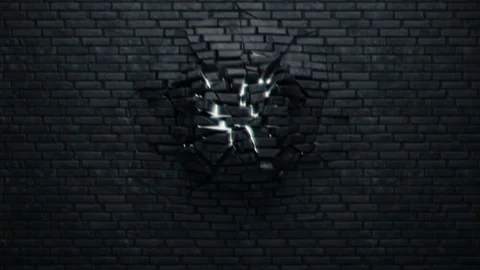 A detailed black brick wall is breaking ... | Stock Video | Pond5