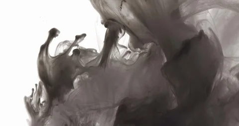 Detailed black ink cloud floating in slow motion on the right side like smoke Stock Footage 114288344