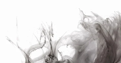 Detailed black ink cloud moving in slow motion on the lower right like smoke Stock Footage 114239504