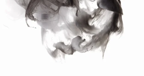 Detailed black ink cloud on the top against white background like smoke Stock Footage 113823755