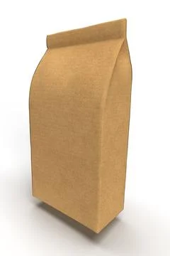 Detailed Blank 3D render of a Brown Paper bag suitable as a 3D Mockup for Pro Stock Illustration
