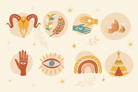 Detailed boho element collection Stock Illustration
