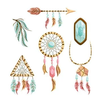 Detailed boho elements collection Illustrazione stock