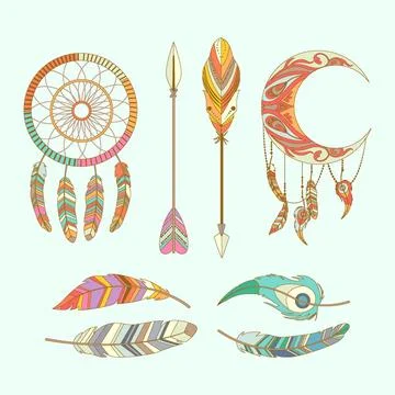 Detailed boho elements collection Illustrazione stock