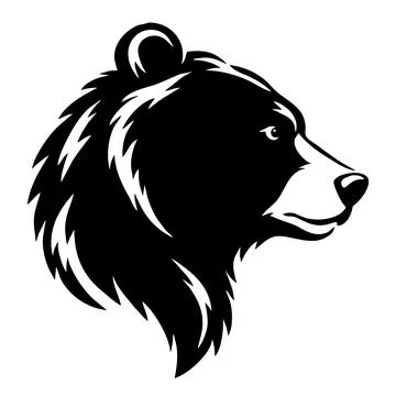 Detailed Brown Bear Head Side Profile Silhouette Stock Illustration