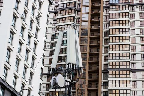 Detailed city environment emphasizing interconnected technological and Stock Photos