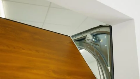 Detailed close up of automatic garage door mechanism working 스톡 동영상 343539257