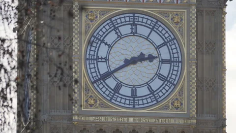 Detailed close-up of the clock face on the Big Ben tower. Stock Footage 321641781