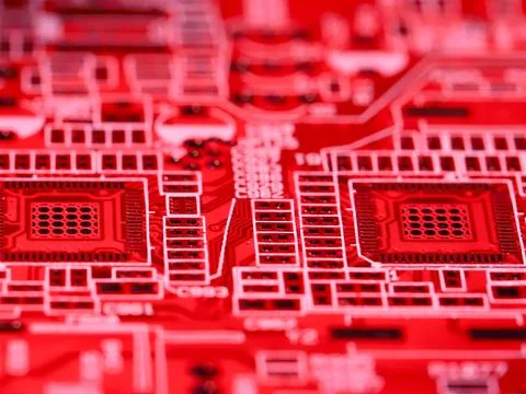 Detailed Close-Up of Computer Circuit Board Technology Components Stock Photos