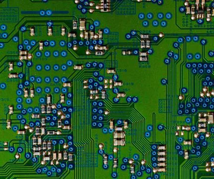 Detailed Close-Up of Computer Circuit Board Technology Components Stock Photos