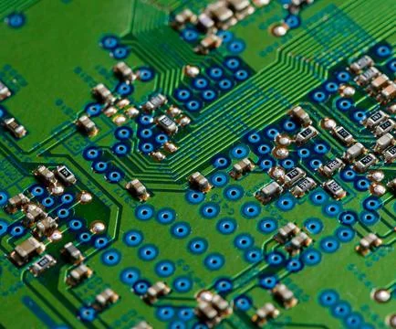 Detailed Close-Up of Computer Circuit Board Technology Components Stock Photos