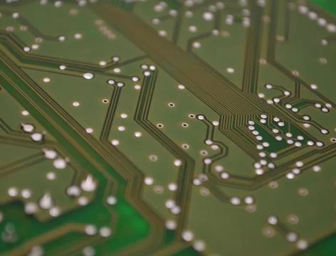 Detailed Close-Up of Computer Circuit Board Technology Components Stock Photos