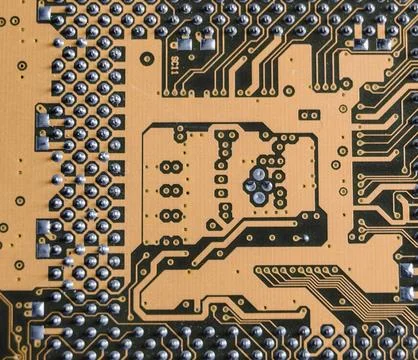 Detailed Close-Up of Computer Circuit Board Technology Components Stock Photos