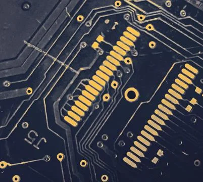Detailed Close-Up of Computer Circuit Board Technology Components Stock Photos