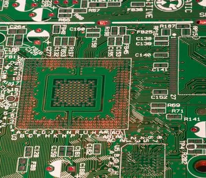 Detailed Close-Up of Computer Circuit Board Technology Components Stock Photos