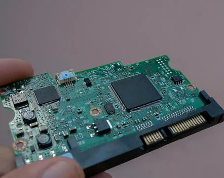 Detailed Close-Up of Computer Circuit Board Technology Components Stock Photos