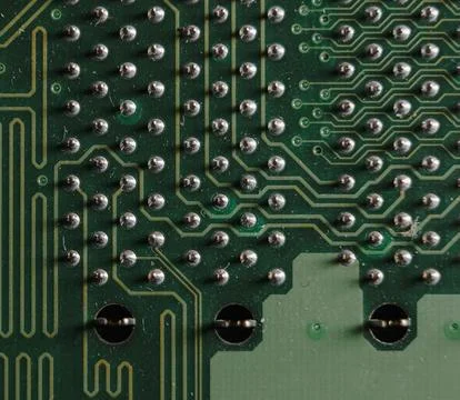 Detailed Close-Up of Computer Circuit Board Technology Components Stock Photos