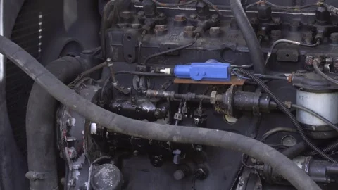 Detailed close-up of a functioning engine in action Stock Footage 255599466