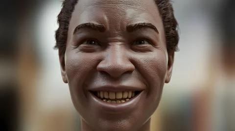 A detailed close up of a man s face featuring a bright smile Stock Illustration
