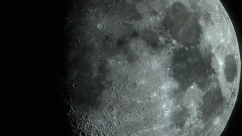Detailed Close up Moon Surface with Shadow Movement Stock Footage 237448073
