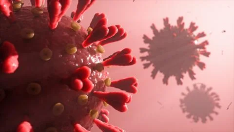 Detailed close-up of the new coronavirus causing covid-19 disease Stock Illustration