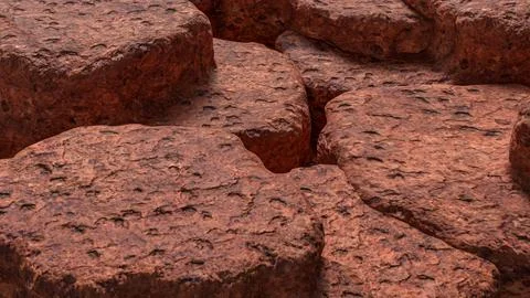 Detailed Close Up of Rough Brown Rock Surface 3d render. Stock Illustration