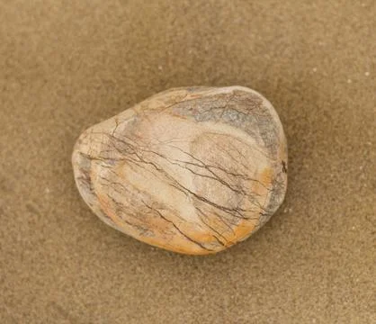 Detailed close-up of a stone with an interesting natural pattern resting on s Stock Photos