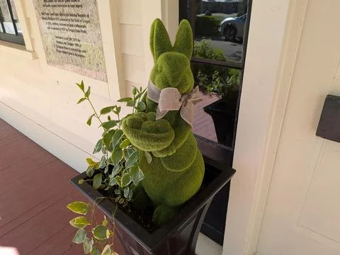 Detailed close-up of a unique green bunny decoration Stock Photos