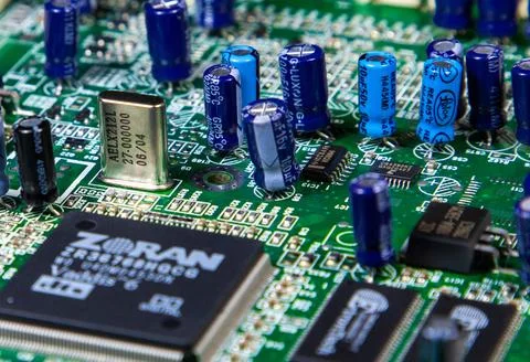 Detailed, close-up view of the inner components of a computer Foto stock