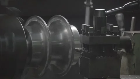 Detailed Close-Up View of Metal Component Machining on Lathe in Industrial .. Stock Footage 303340780