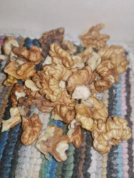 A detailed close-up of the walnut kernel reveals its interior beauty Stock Photos