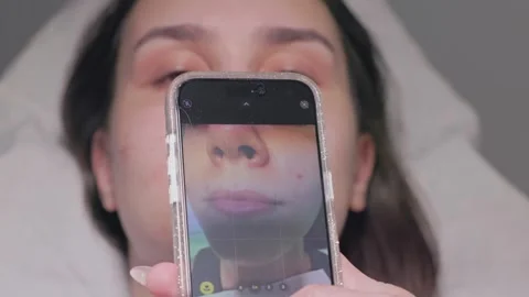 Detailed CloseUp Facial Analysis Using Your Smartphone Camera for Beauty and Stock Footage 315857787