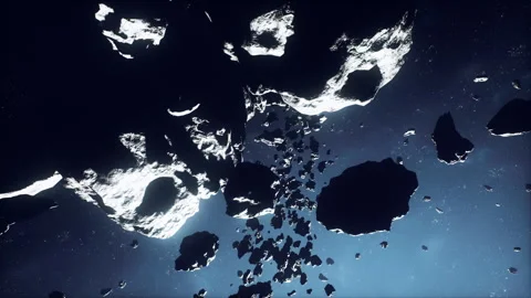 Detailed closeup of space rocks with glow and shadow patterns Stock Footage 327611119