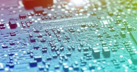 Detailed closeup view of advanced circuit board technology showcased visually Stock Footage 294241545