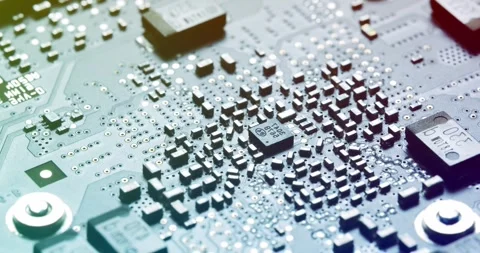 Detailed closeup view of advanced circuit board technology showcased visually Vídeos de archivo 294241913
