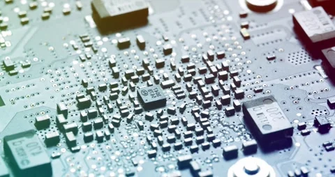 Detailed closeup view of advanced circuit board technology showcased visually Vídeo Stock 294241986