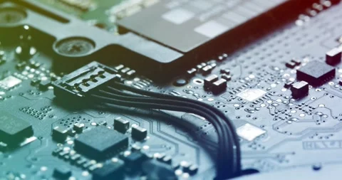 Detailed closeup view of advanced circuit board technology showcased visually 库存影片 294242053