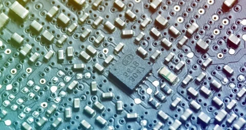 Detailed closeup view of advanced circuit board technology showcased visually Stock Footage 294242202
