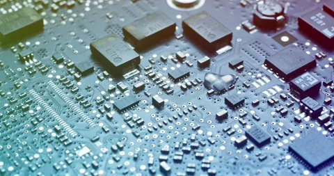 Detailed closeup view of advanced circuit board technology showcased visually 스톡 동영상 294242596