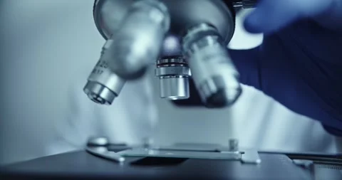 Detailed CloseUp View of Microscope Documented in Laboratory Environment Stock Footage 299903065