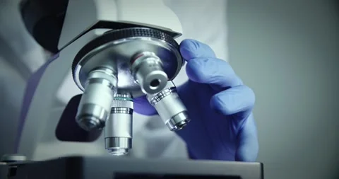 Detailed CloseUp View of Microscope Documented in Laboratory Environment 動画素材 299903373